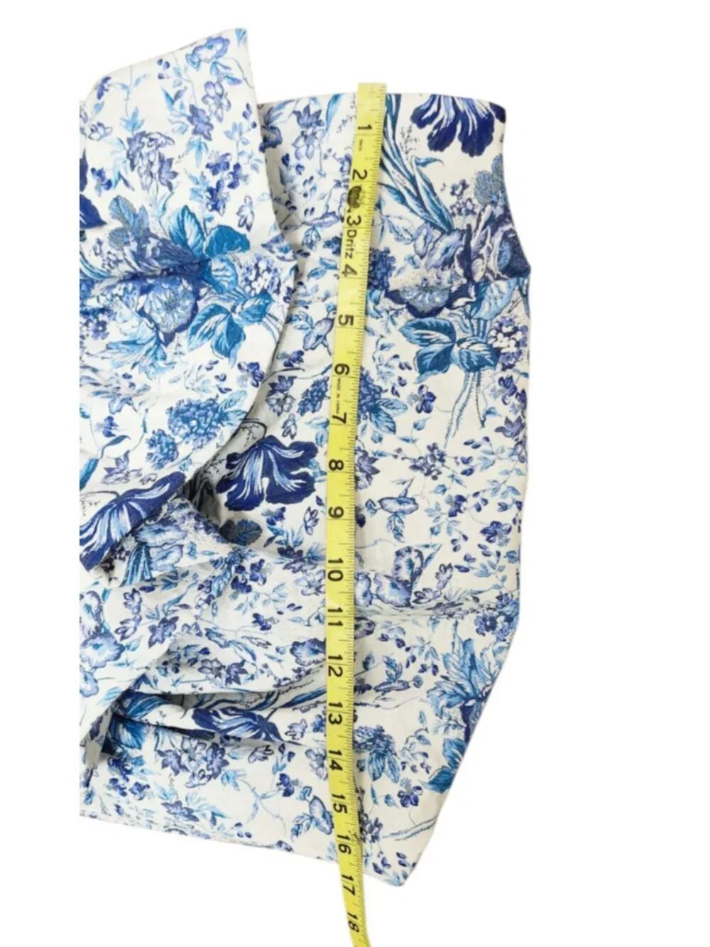 House of CB London Blue White Floral Draped Mini Skirt Size M High Waist Stateme